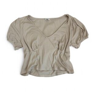 Cotton On Cream/Beige Puff Sleeve Babydoll Top